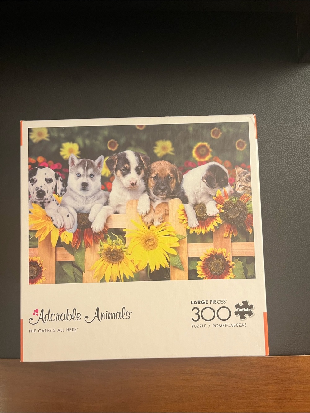 Buffalo David Bitton Puppies & Sunflowers Puzzle - Yellow, Brown, White